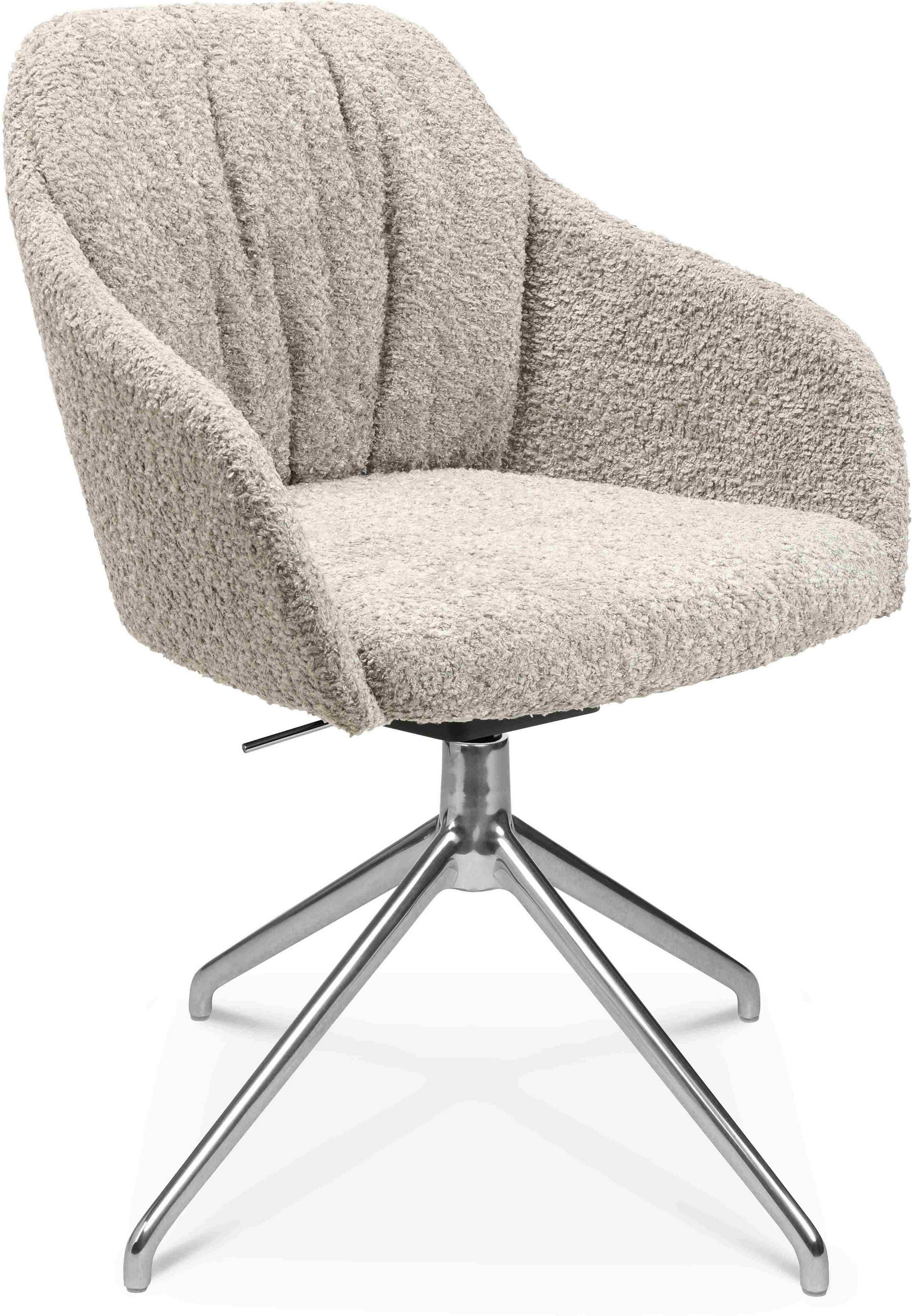 ARMLEHNSTUHL in Aluminium Bouclé - Greige/Alufarben, Design, Textil/Metall (58/81,5-84,5/60cm) - Johann Jakob