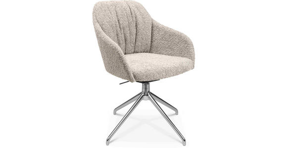 ARMLEHNSTUHL in Aluminium Bouclé - Greige/Alufarben, Design, Textil/Metall (58/81,5-84,5/60cm) - Johann Jakob