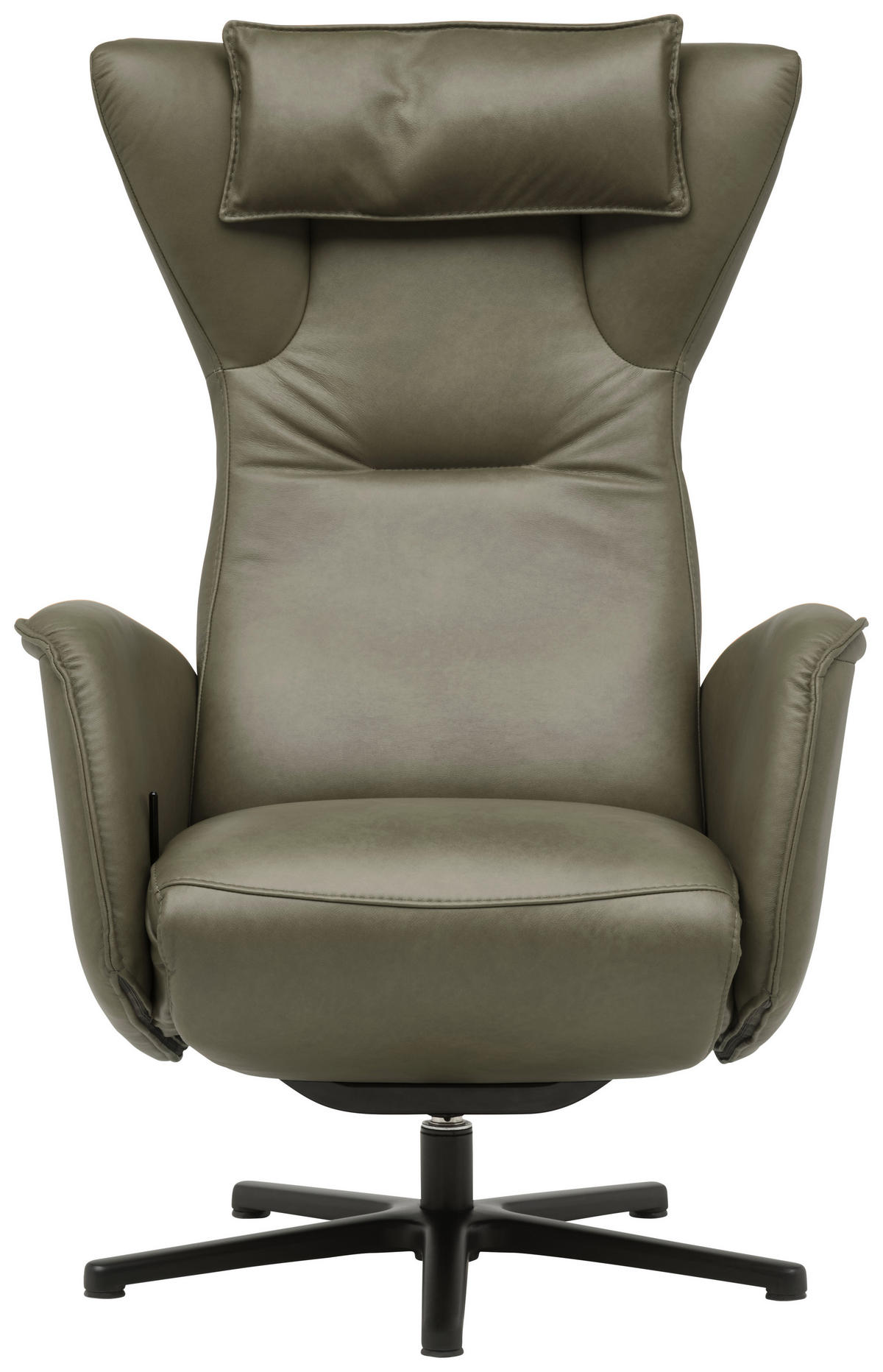 RELAXSESSEL Leder Graugrün  - Schwarz/Graugrün, Design, Leder/Metall (75/106/86cm) - Valdera