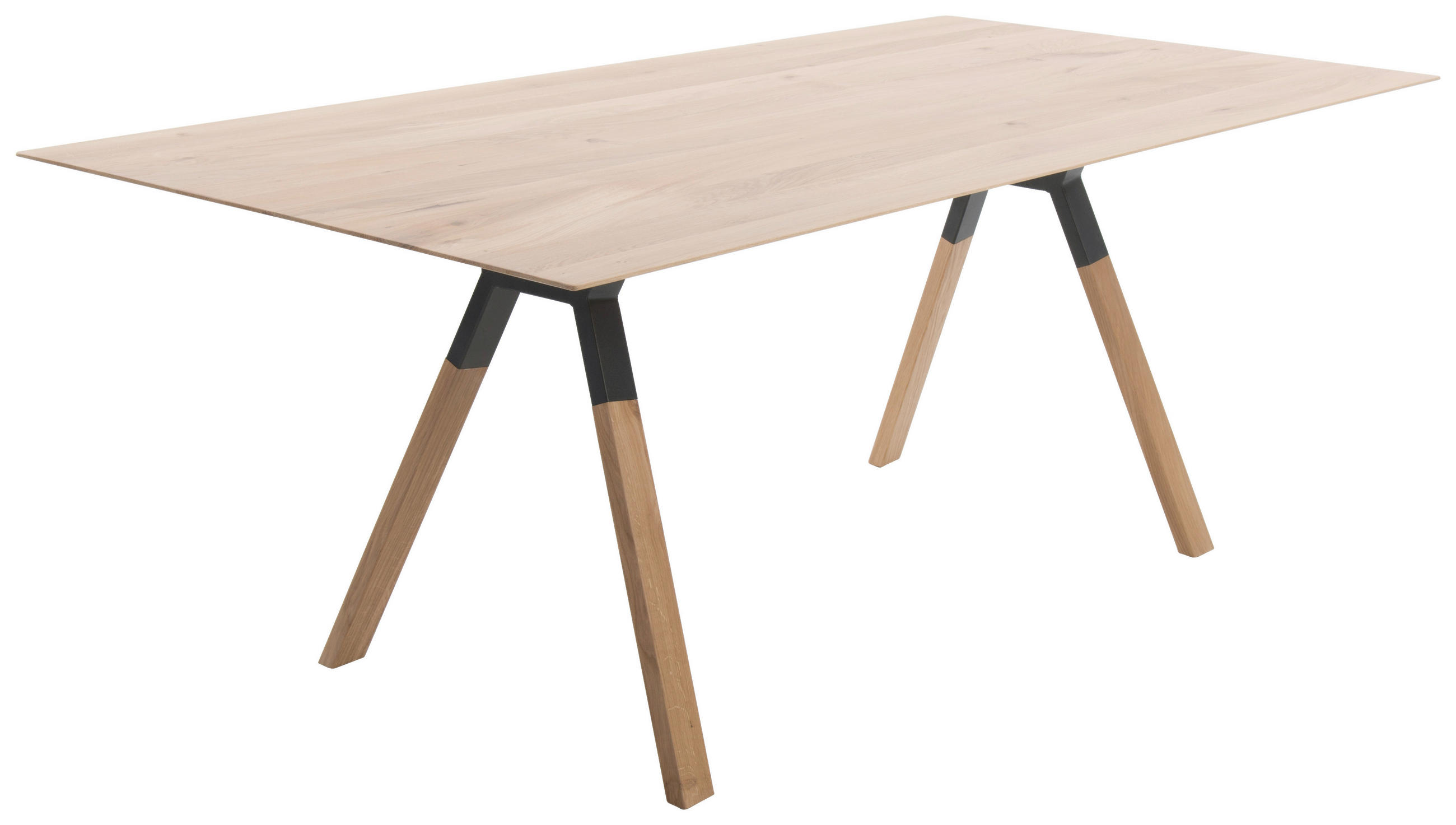 ESSTISCH Asteiche massiv rechteckig Eichefarben  - Eichefarben/Anthrazit, Design, Holz/Metall (200/100/77cm) - Bert Plantagie