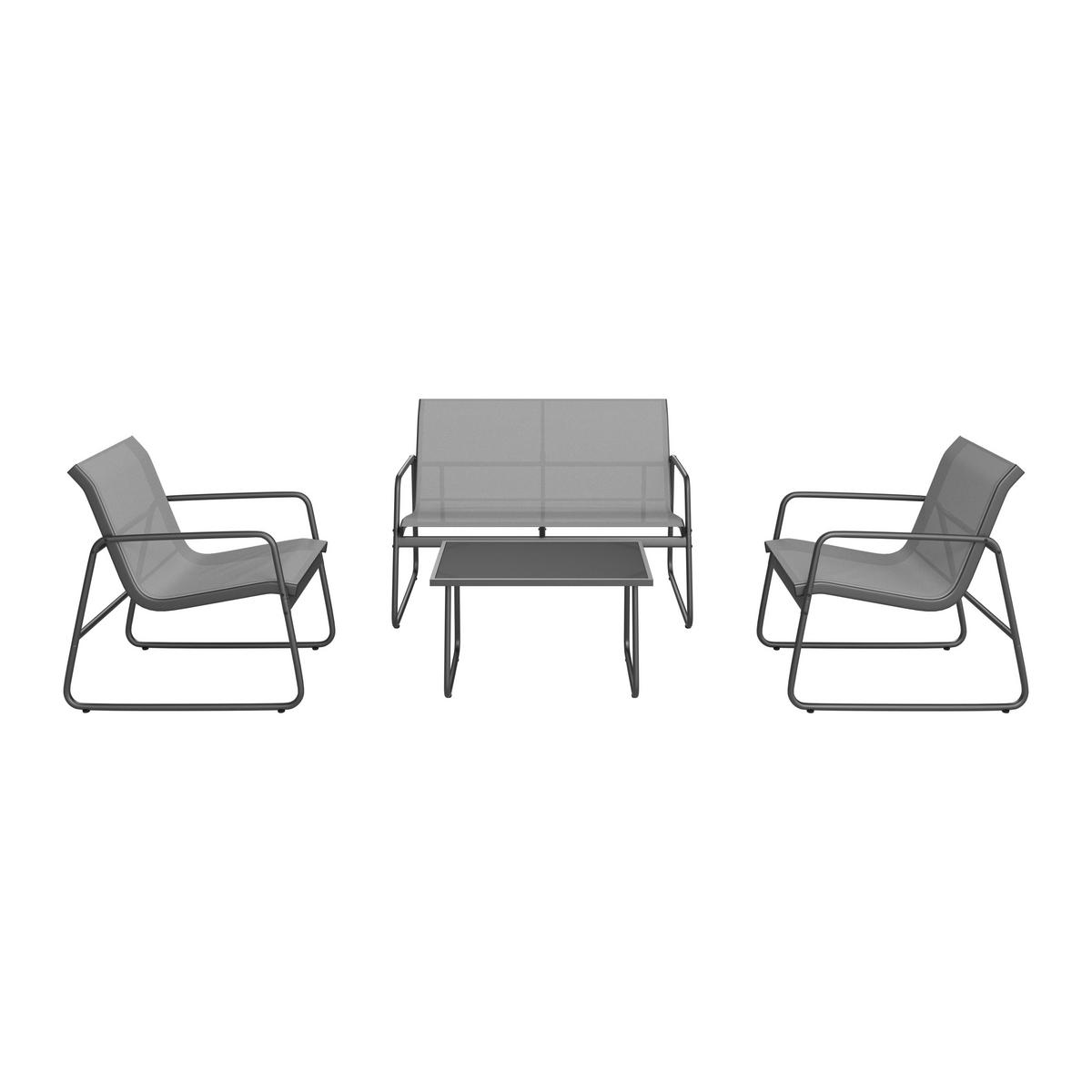 GARTENSET Webstoff Eisen  - Dunkelgrau/Schwarz, Design, Glas/Textil - Ambia Garden