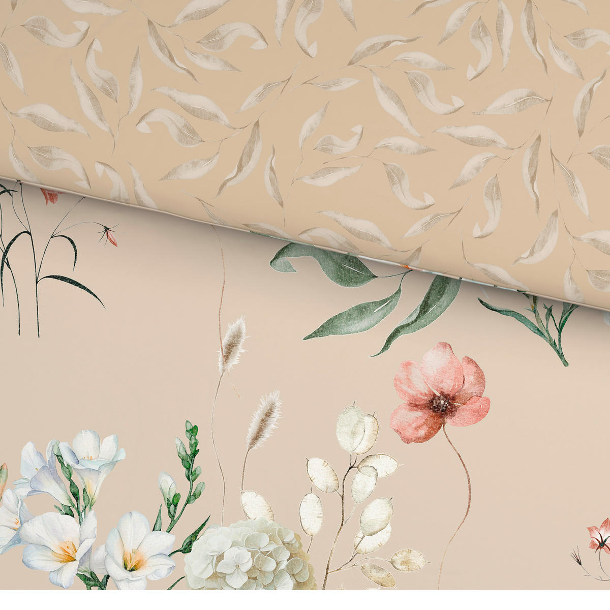 WENDEBETTWÄSCHE 2-teilig Flanell 140/200 cm  - Beige, KONVENTIONELL, Textil (140/200cm) - Esposa
