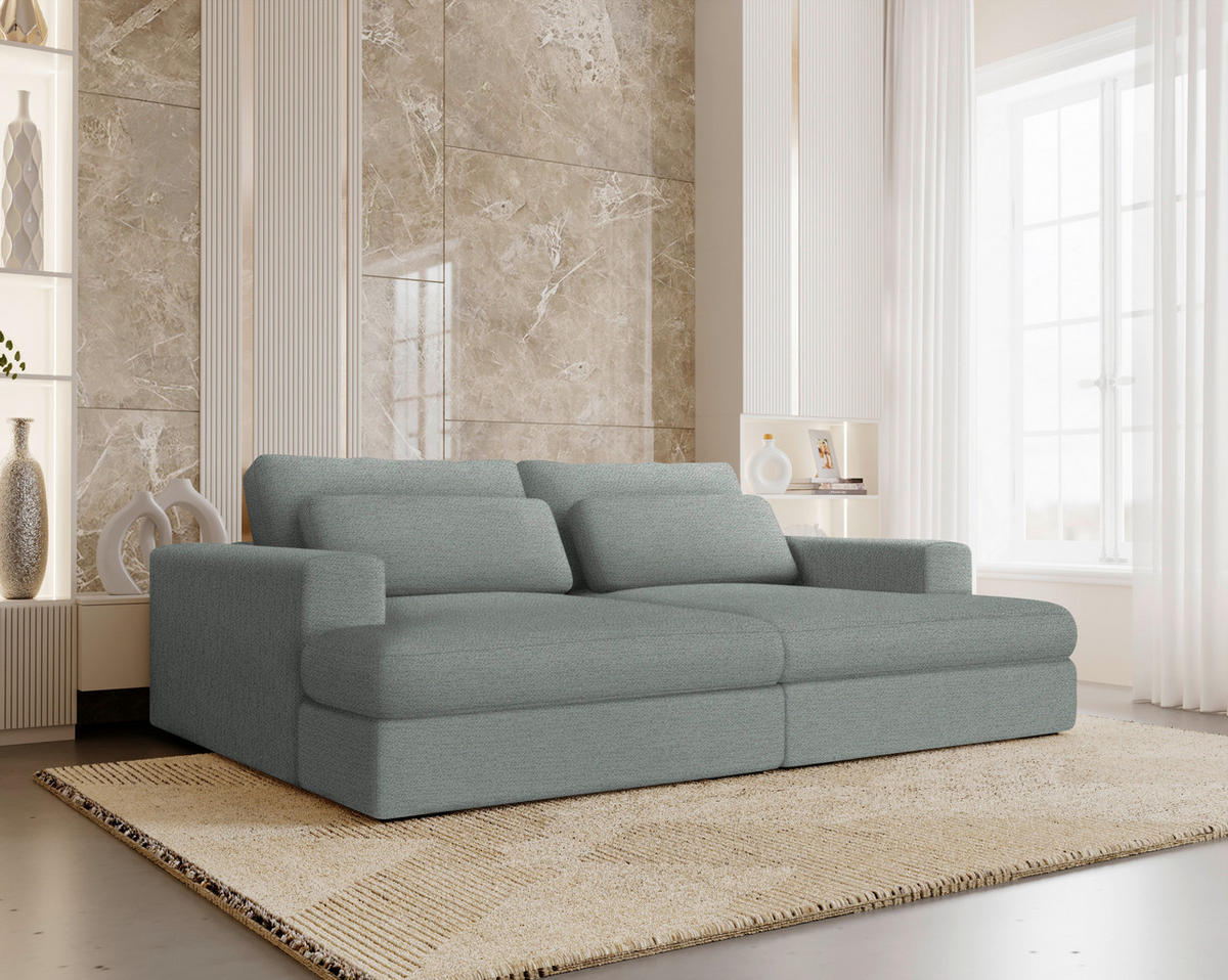 BIGSOFA in Chenille Hellgrau  - Hellgrau/Schwarz, Design, Textil (223/80/158cm) - Lomoco