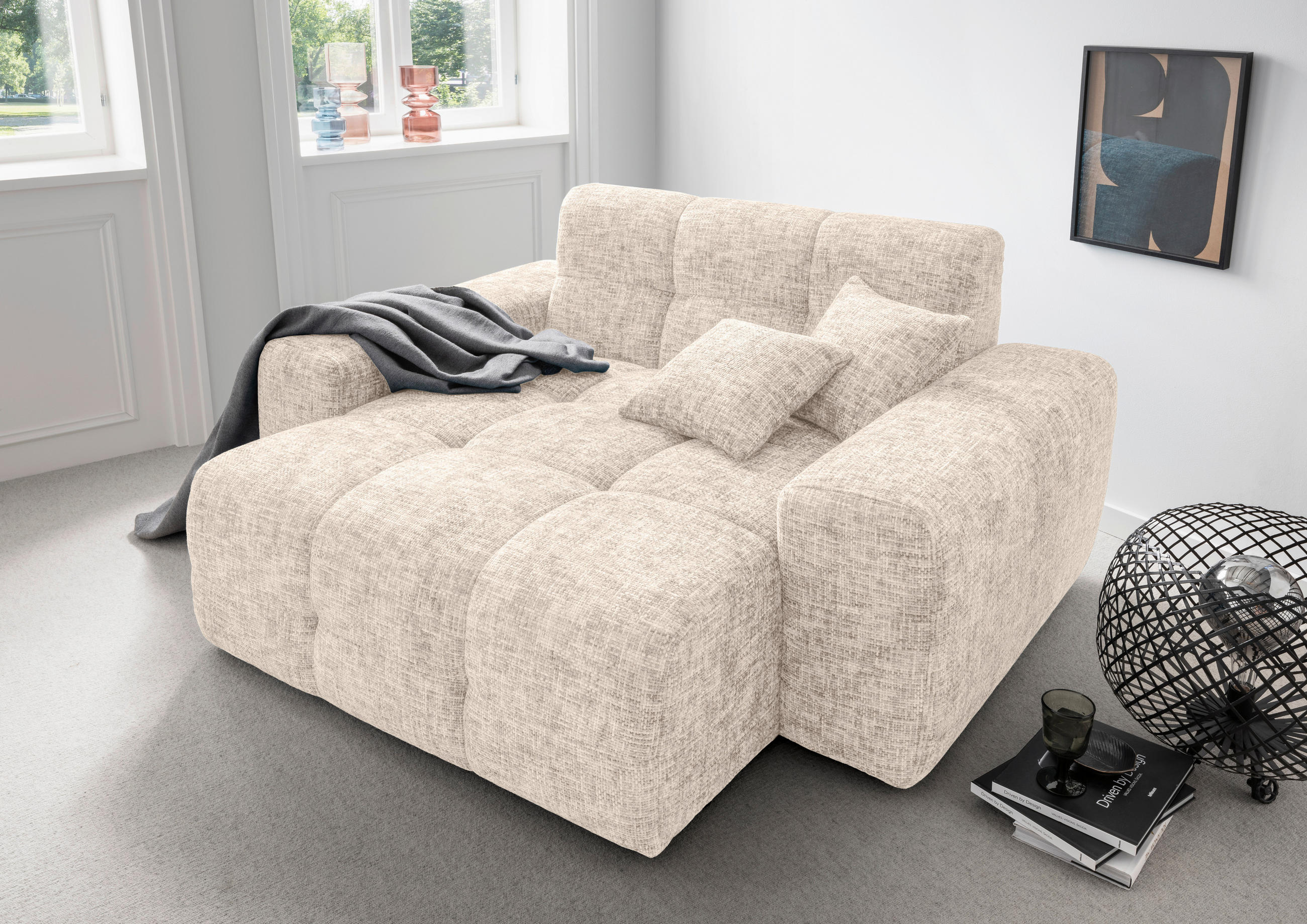XXL-SESSEL - Creme, MODERN, Kunststoff/Textil (181/87/155cm) - Livetastic