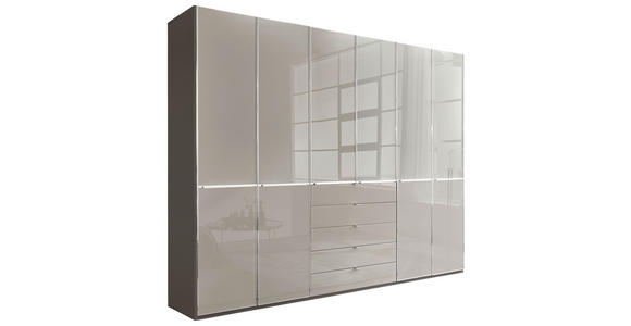 KLEIDERSCHRANK 300/236/58 cm 6-türig Grau, Dunkelgrau - Chromfarben/Dunkelgrau, KONVENTIONELL, Glas/Holzwerkstoff (300/236/58cm) - Novel