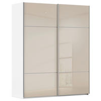 SCHWEBETÜRENSCHRANK 162/223/68 cm,  in Weiß, Champagner, 2 Tür(en)  - Champagner/Alufarben, KONVENTIONELL, Glas/Holzwerkstoff (162/223/68cm) - Novel