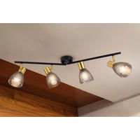 DECKENSTRAHLER LINDITA 76/19 cm  - Schwarz, LIFESTYLE, Glas/Metall (76/19cm) - Näve