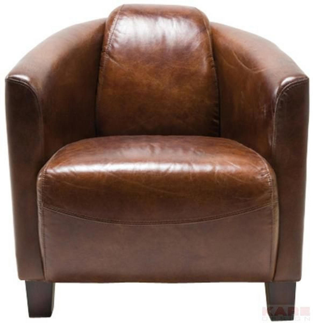 COCKTAILSESSEL Echtleder Braun    - Braun, Design, Leder/Holz (70/72/83cm) - Kare-Design