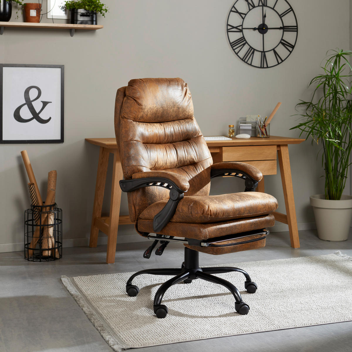 CHEFSESSEL  in Mikrofaser Braun, Schwarz  - Schwarz/Braun, Modern, Kunststoff/Textil (64/114-122/72cm) - MID.YOU