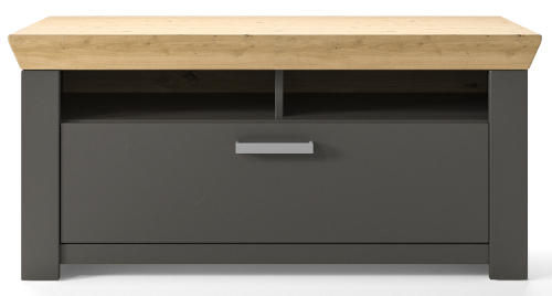 GARDEROBENBANK Graphitfarben, Eichefarben  - Chromfarben/Eichefarben, Basics, Metall (104,5/46,6/51,2cm) - SetOne by Musterring