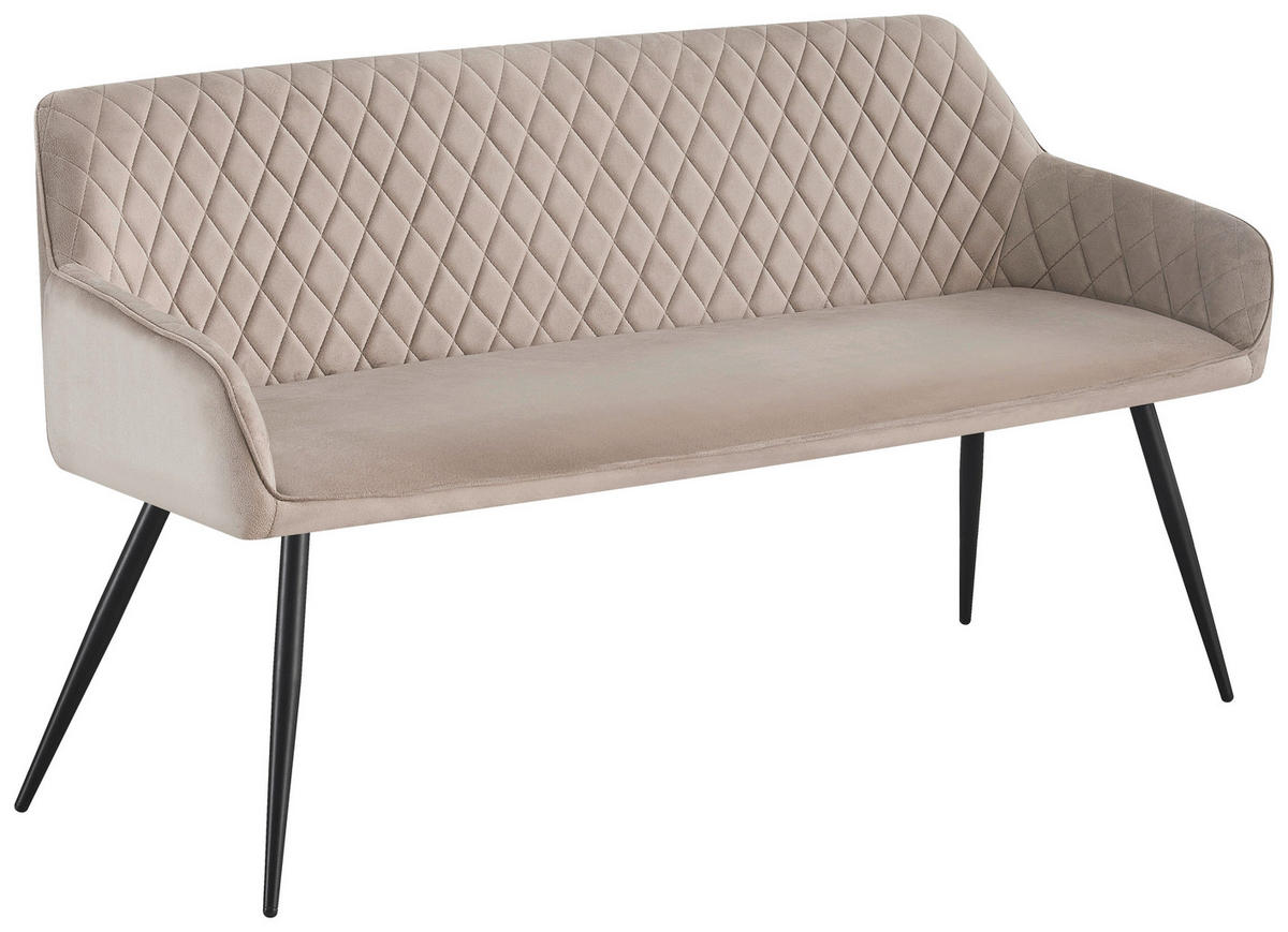 SITZBANK 165/83/63 cm Samt Schwarz, Taupe  - Taupe/Schwarz, Design, Textil/Metall (165/83/63cm) - Novel