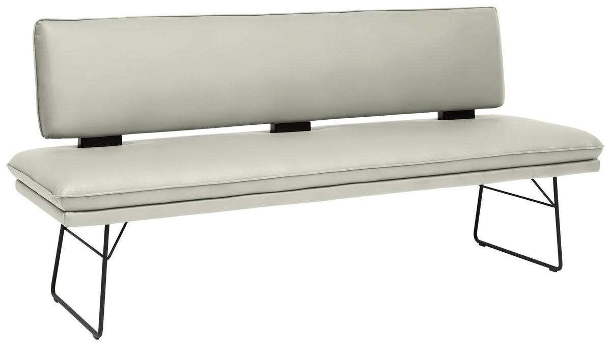 SITZBANK in Metall, Textil Schwarz, Hellgrau  - Hellgrau/Schwarz, Design, Textil/Metall (195/91/65cm) - Dieter Knoll