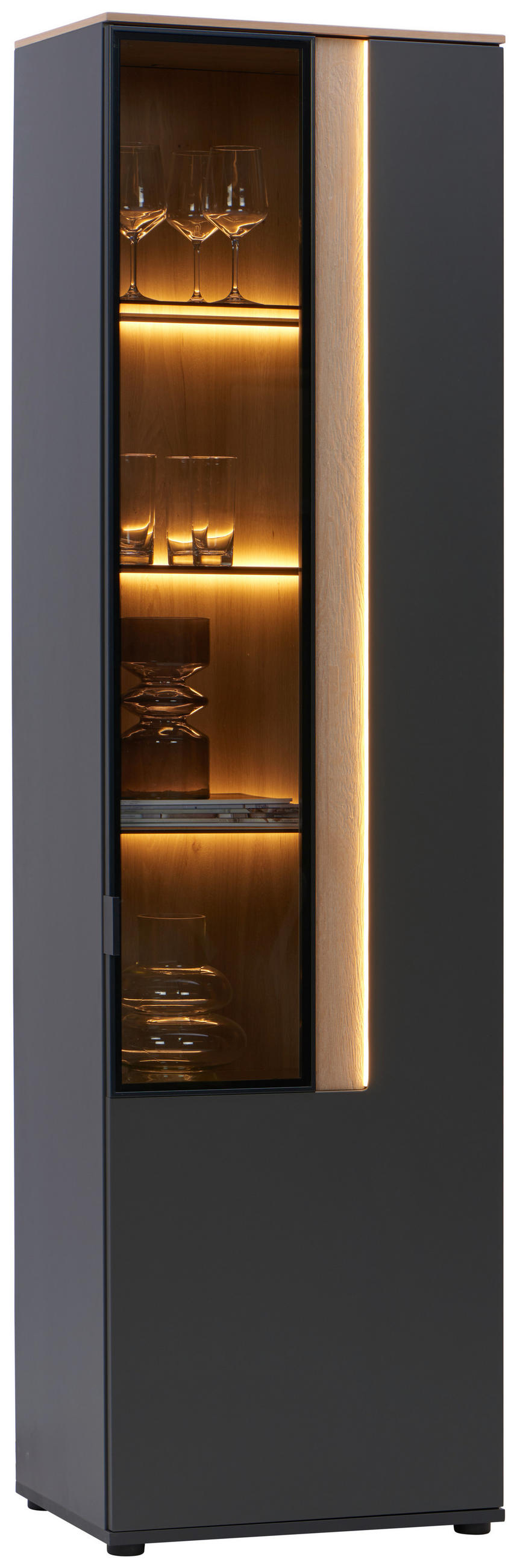 VITRINE Anthrazit  60,6/213,1/42 cm  - Anthrazit, Design, Glas/Holzwerkstoff (60,6/213,1/42cm) - Dieter Knoll