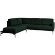 ECKSOFA in Flachgewebe, Struktur Dunkelgrün  - Dunkelgrün/Anthrazit, Design, Textil/Metall (230/254cm) - Ambiente