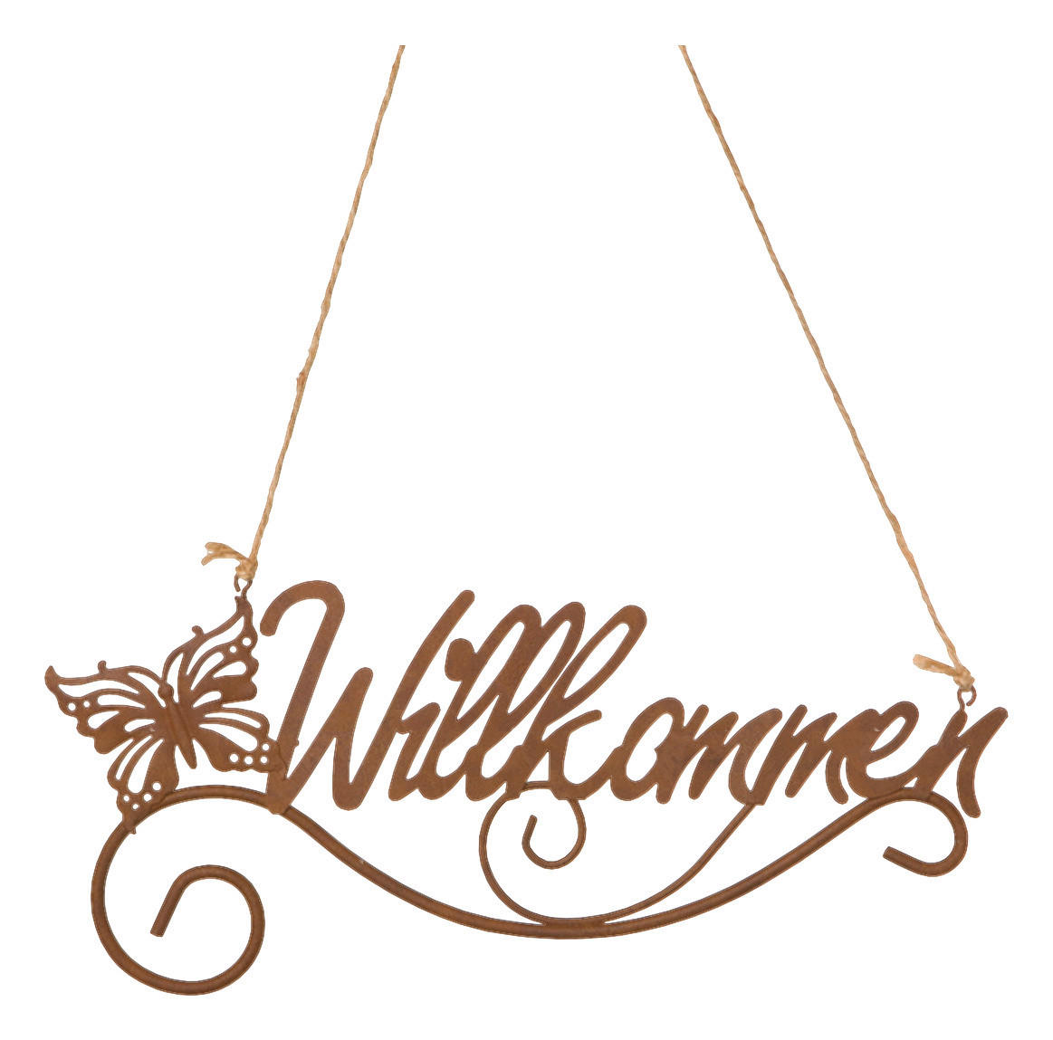 Dekohänger Willkommen L: 27 Cm Metall