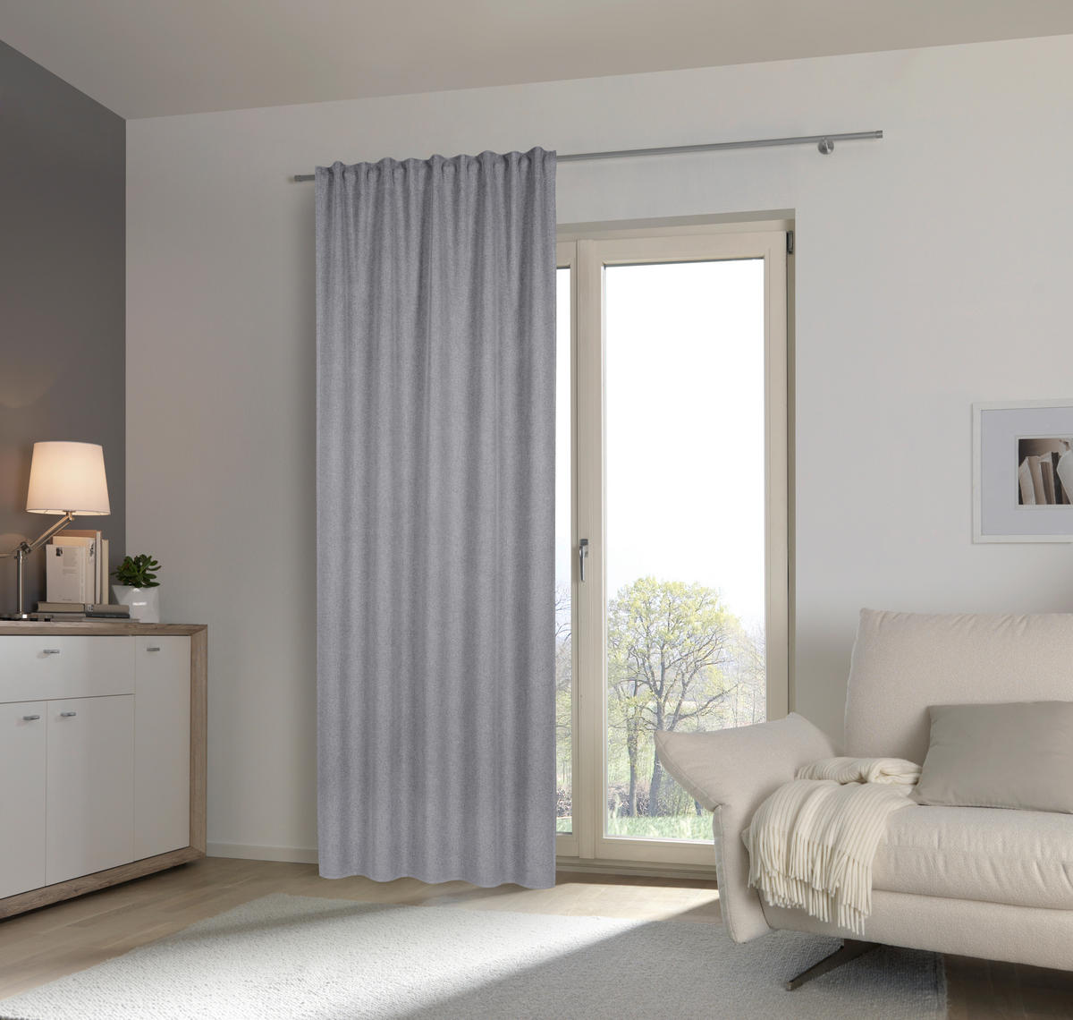 SÖTÉTÍTŐFÜGGÖNY blackout (fényzáró)  - szürke, Basics, textil (135/245cm) - Esposa