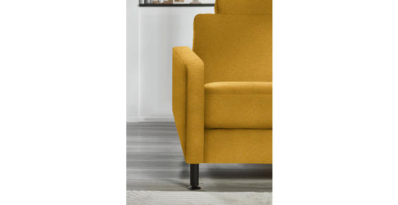 ECKSOFA  in Chenille, Flachgewebe Currygelb  316/175 cm  - Currygelb/Schwarz, Design, Textil/Metall (316/175cm) - Dieter Knoll