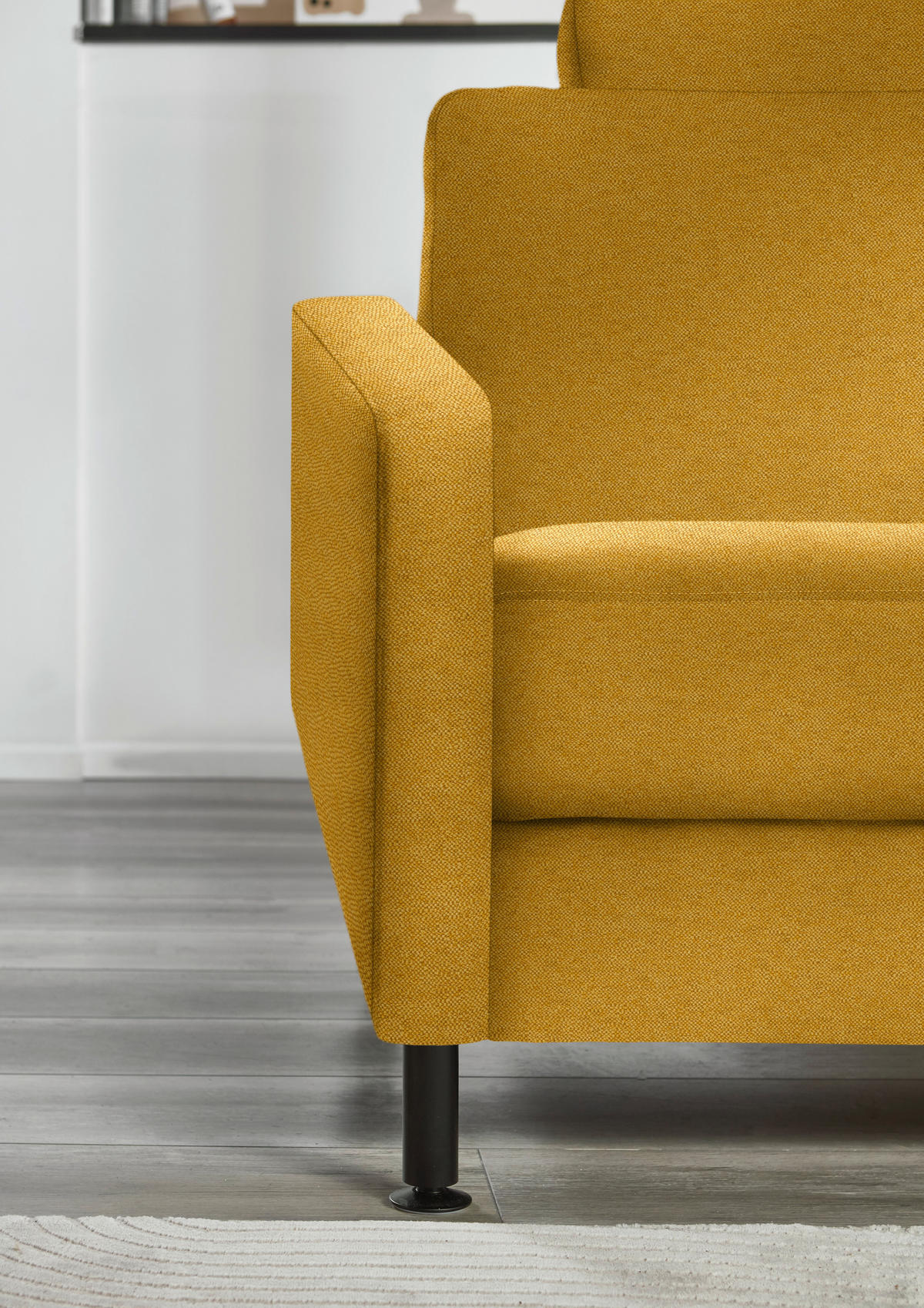 ECKSOFA  in Chenille, Flachgewebe Currygelb  316/175 cm  - Currygelb/Schwarz, Design, Textil/Metall (316/175cm) - Dieter Knoll