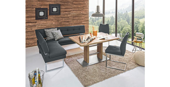 ECKBANK 200/158 cm in Grau, Edelstahlfarben - Edelstahlfarben/Grau, Design, Textil/Metall (200/158cm) - Dieter Knoll