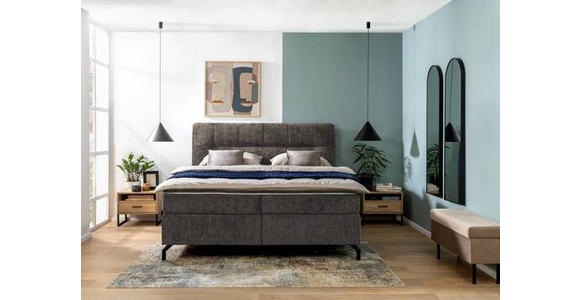BOXSPRINGBETT 180/200 cm,  in Braun, Topper, H3 + H3 = fest  - Schwarz/Braun, Design, Textil/Metall (180/200cm) - Esposa