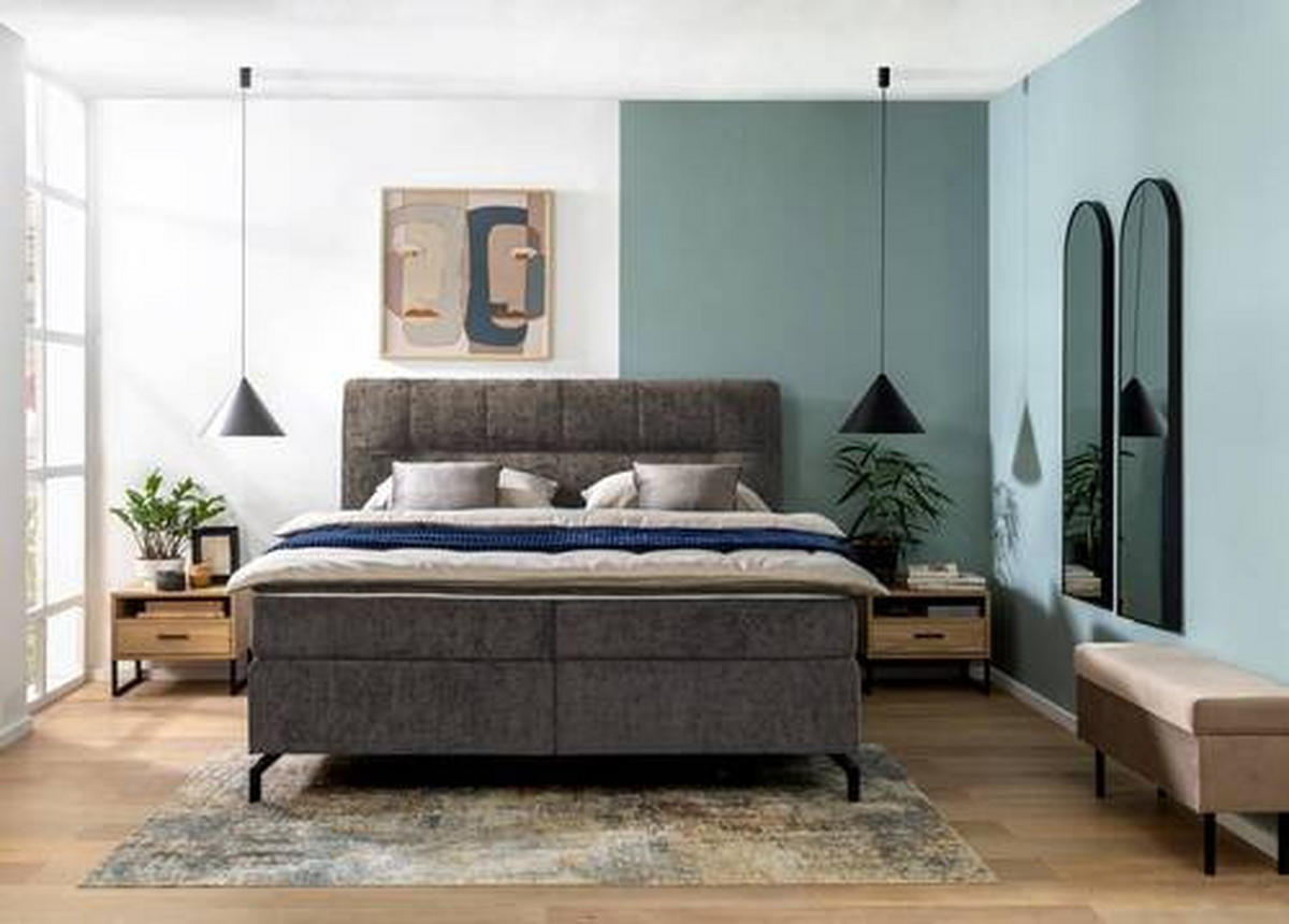 BOXSPRINGBETT 180/200 cm  in Braun  - Schwarz/Braun, Design, Textil/Metall (180/200cm) - Esposa