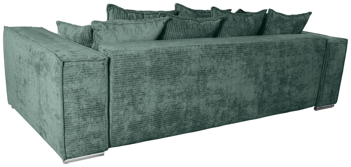BIGSOFA in Flachgewebe Grün  - Chromfarben/Grün, KONVENTIONELL, Textil/Metall (256/68/122cm) - Carryhome