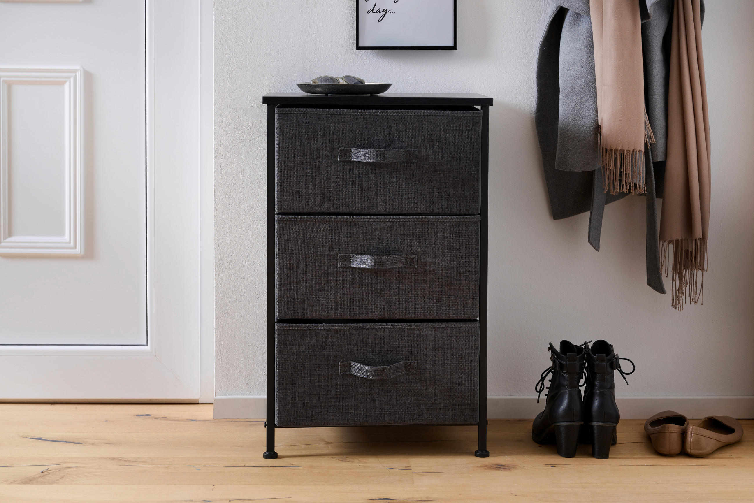 KOMMODE in 45/71.5/30 cm - Dunkelgrau/Schwarz, MODERN, Holzwerkstoff/Textil (45/71.5/30cm) - PBJ