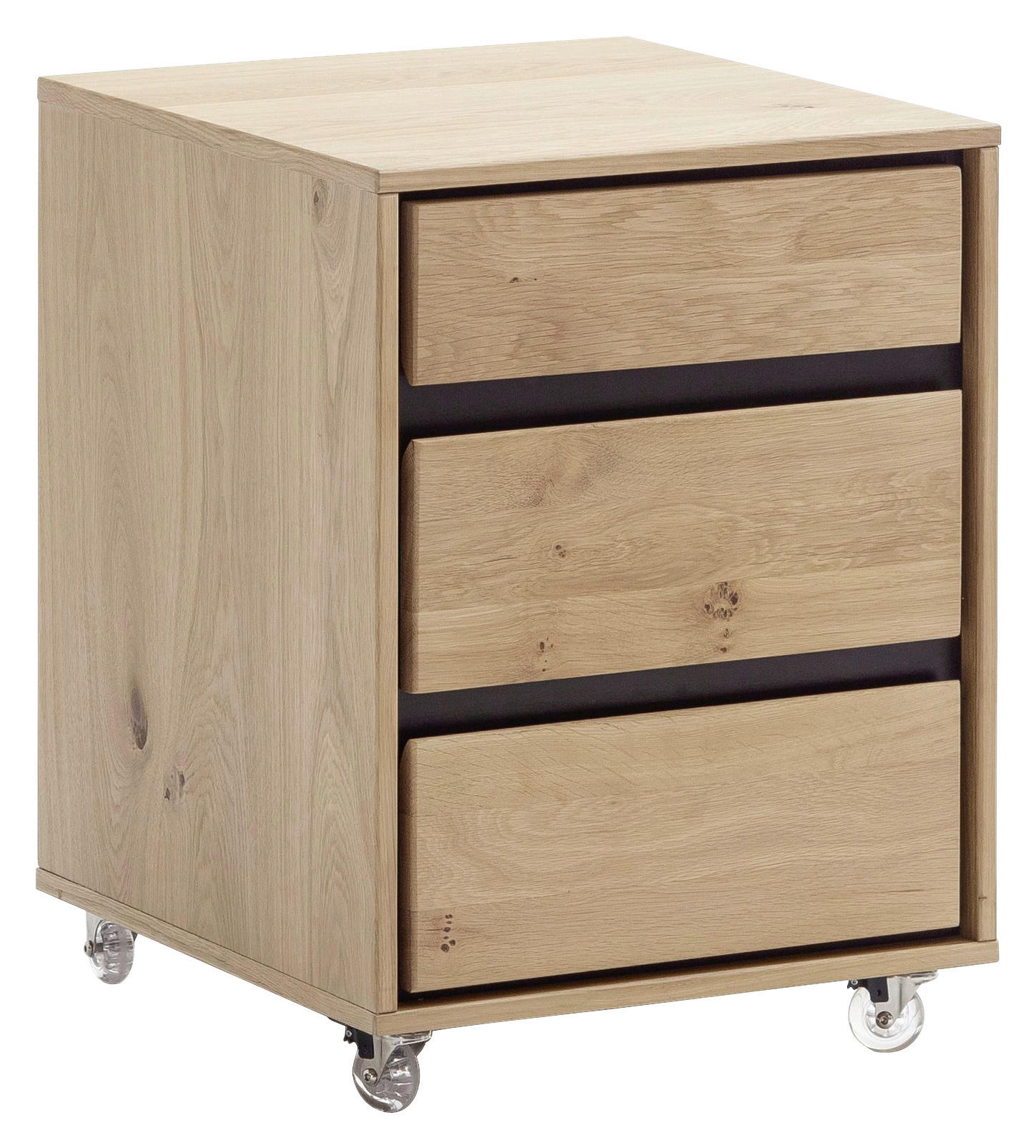 ROLLCONTAINER Asteiche furniert, massiv Eiche Bianco  - Eiche Bianco, KONVENTIONELL, Holz/Holzwerkstoff (45/55/50cm) - Linea Natura