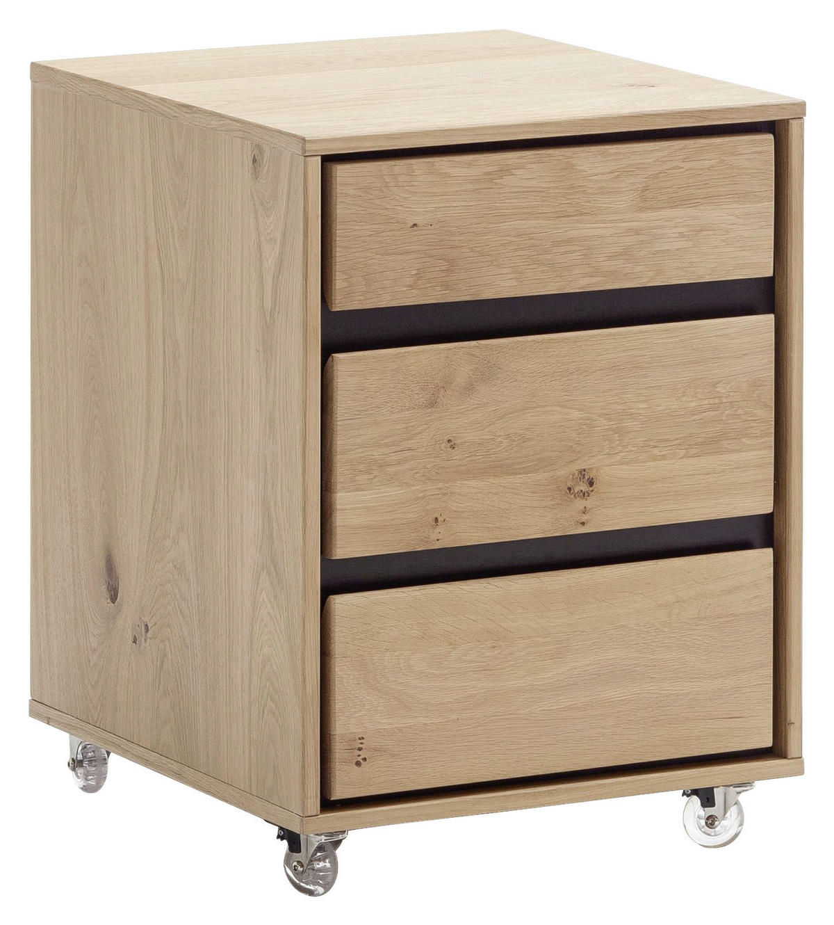 ROLLCONTAINER Asteiche furniert, massiv Eiche Bianco  - Eiche Bianco, KONVENTIONELL, Holz/Holzwerkstoff (45/55/50cm) - Linea Natura