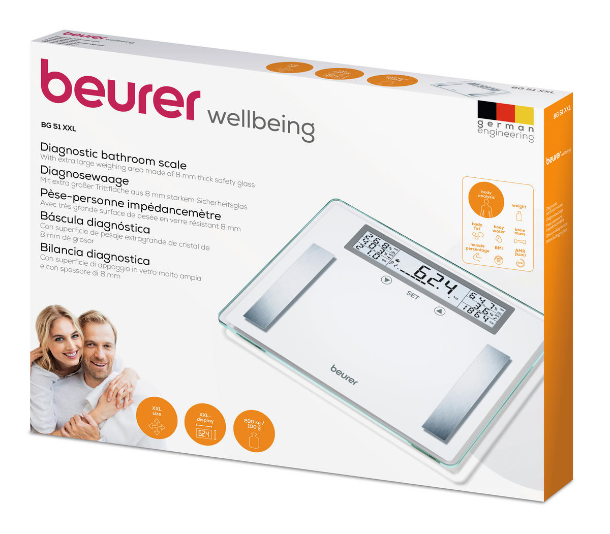 KÖRPERANALYSEWAAGE - Hellgrau, Basics, Glas (5.3/43.7/33cm) - Beurer