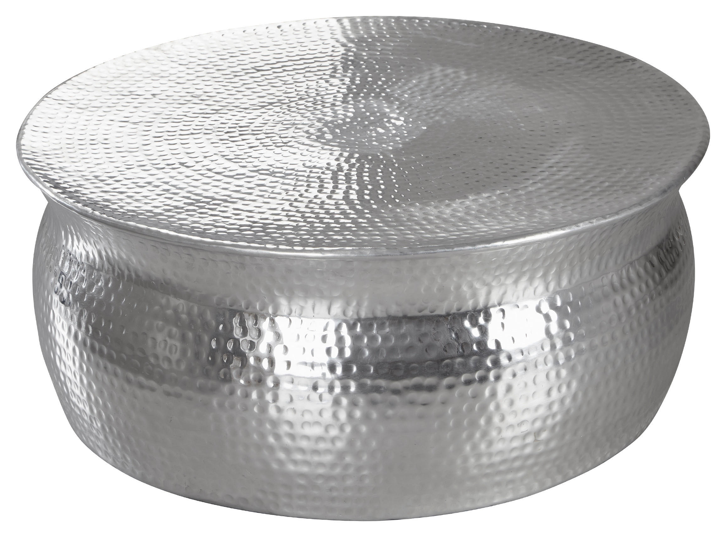 Runder Couchtisch Metall Mit Ablage Karam, Silberfarben