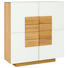 HIGHBOARD Wildeiche furniert, massiv geölt Eichefarben, Weiß - Eichefarben/Weiß, Design, Glas/Holz (128/138/43cm) - VOGLAUER