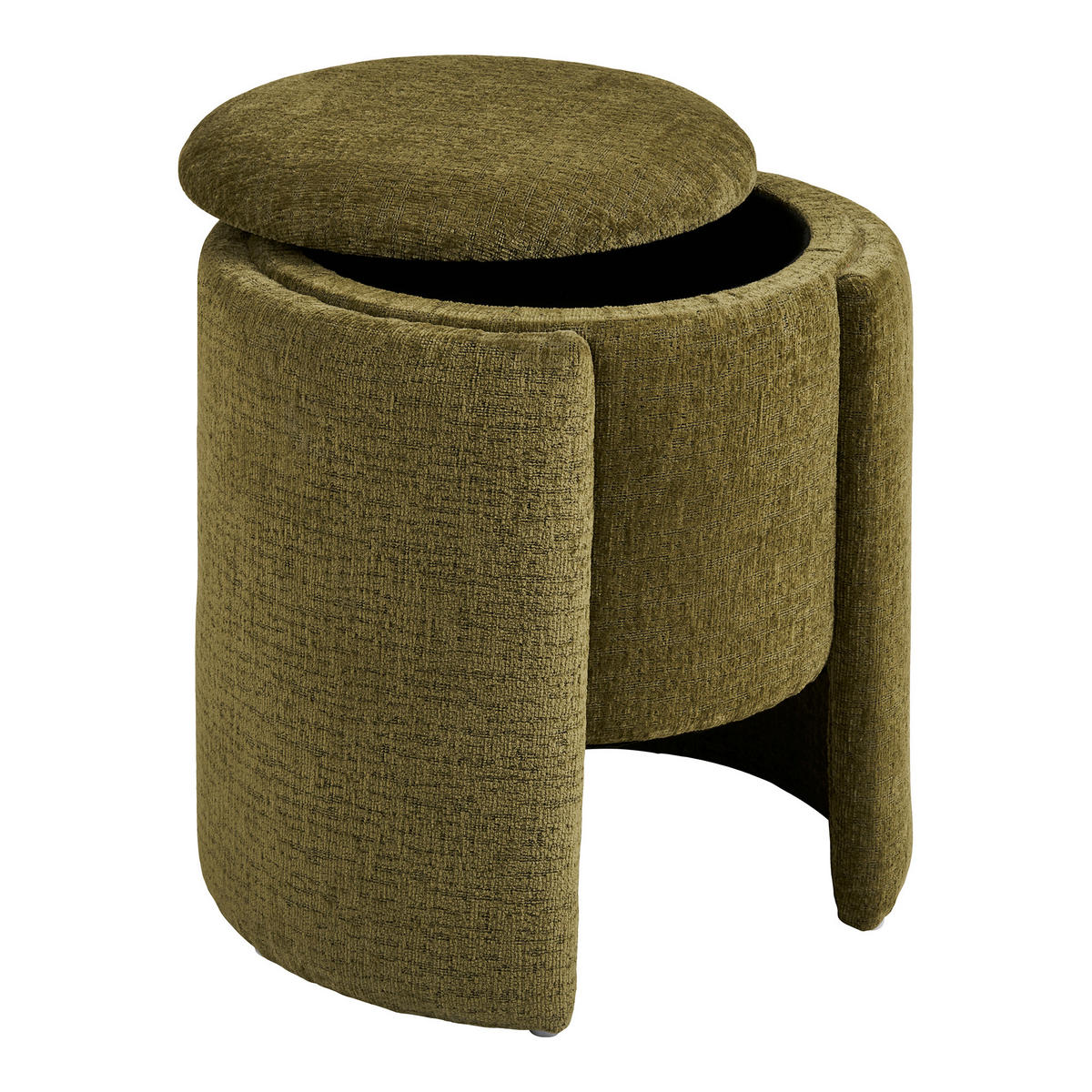 HOCKER in Textil Dunkelgrün  - Dunkelgrün, Basics, Textil (42/42/44cm)