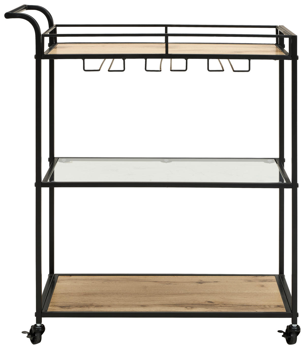 SERVIERWAGEN Schwarz, Eichefarben  - Eichefarben/Schwarz, Trend, Holzwerkstoff/Kunststoff (70,5/80/3,5cm) - Xora