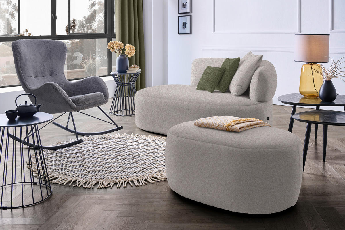 RÉCAMIERE in Chenille Grün, Greige  - Greige/Schwarz, MODERN, Kunststoff/Textil (166/86/105cm) - Hom`in