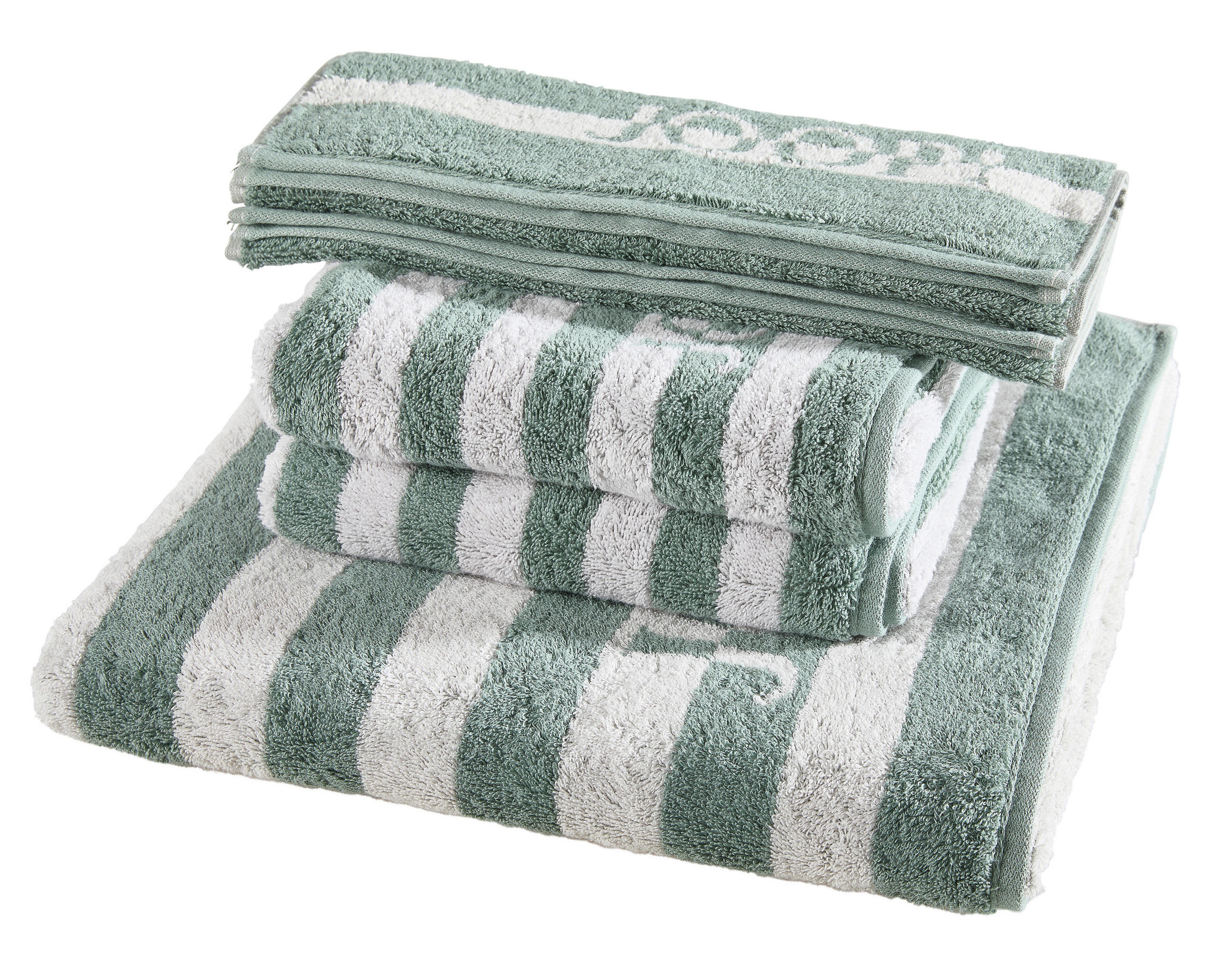 FROTTIERSET Split Stripes Grün 5-teilig  - Grün, Basics, Textil - Joop!