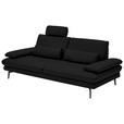3-SITZER-SOFA in Leder Schwarz  - Schwarz, Design, Leder/Metall (222/86/104cm) - Dieter Knoll