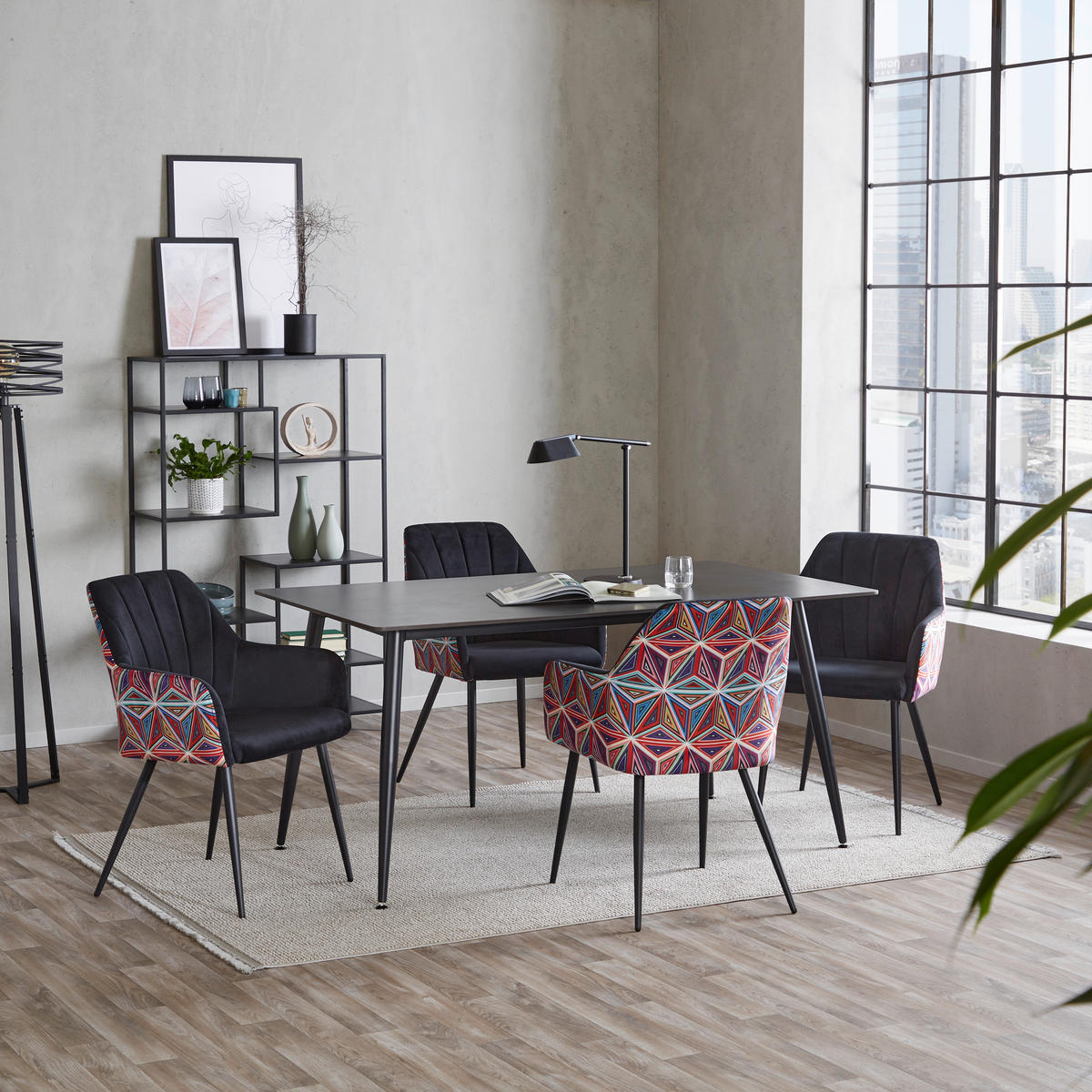 ARMLEHNSTUHL  in Eisen Samt  - Multicolor/Schwarz, MODERN, Textil/Metall (60/84/62cm) - MID.YOU