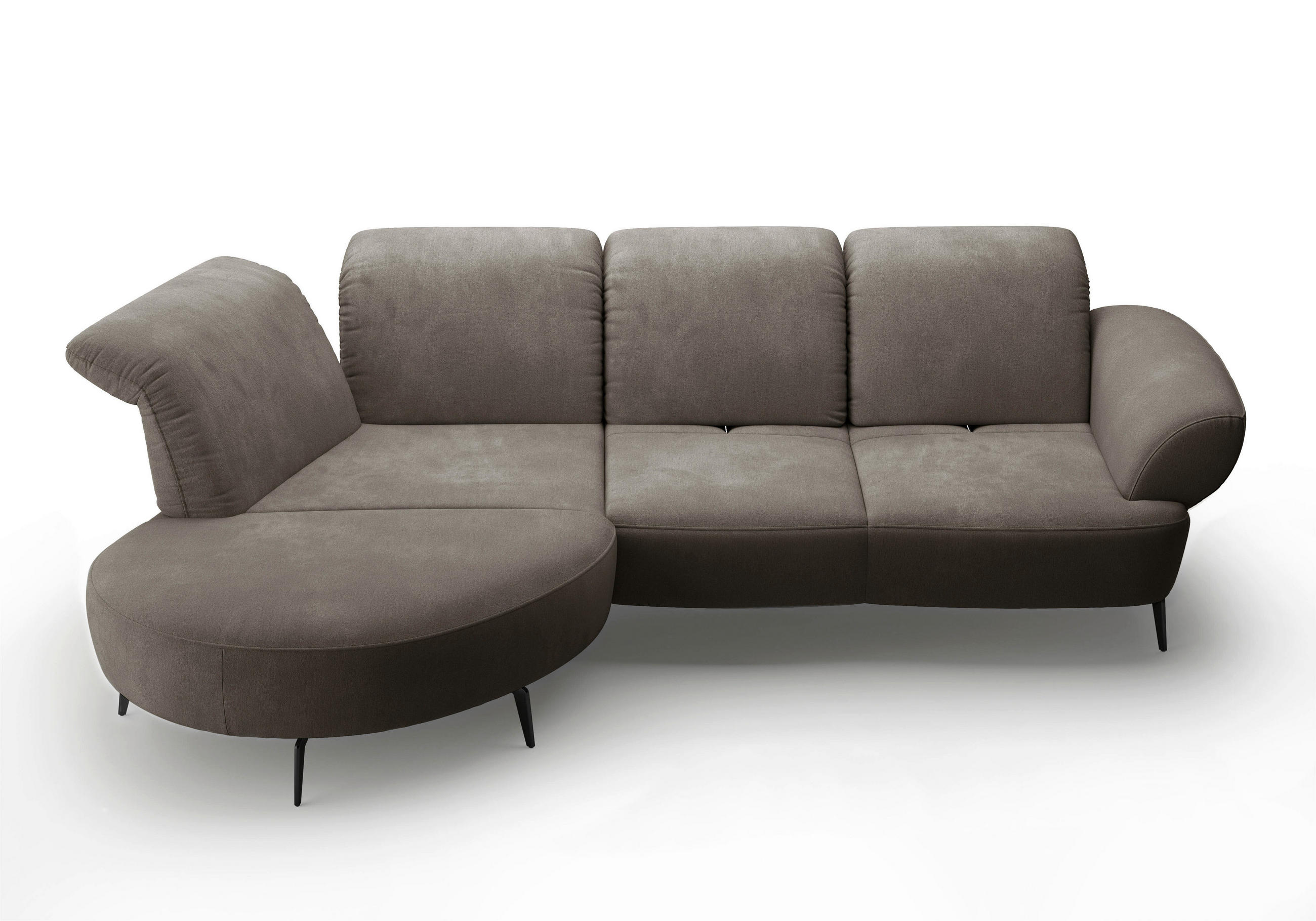 ECKSOFA in Flachgewebe Schlammfarben  - Schlammfarben/Schwarz, Modern, Textil/Metall (208/313cm) - Sit & More