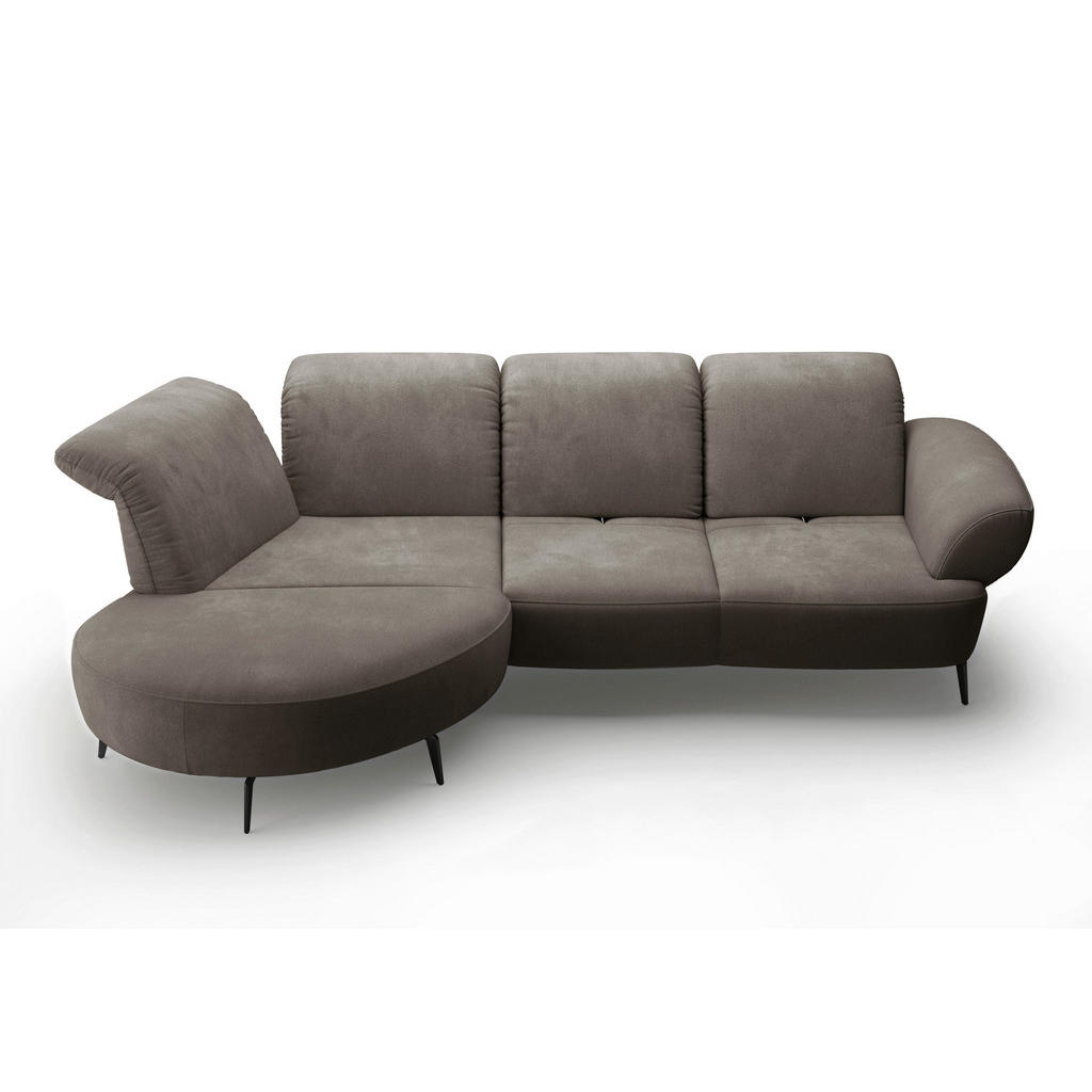 Thumbnail - Sit & More Ecksofa Dance E, Schlamm, Textil, 5-Sitzer, Ottomane links, L-Form, 313x208 cm, Goldenes M, Oeko-Tex® Standar...