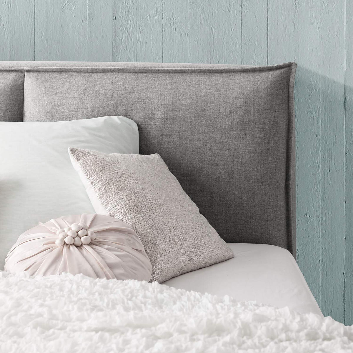 BOXSPRINGBETT 160/220 cm  in Hellgrau  - Hellgrau/Schwarz, Design, Kunststoff/Textil (160/220cm) - home24