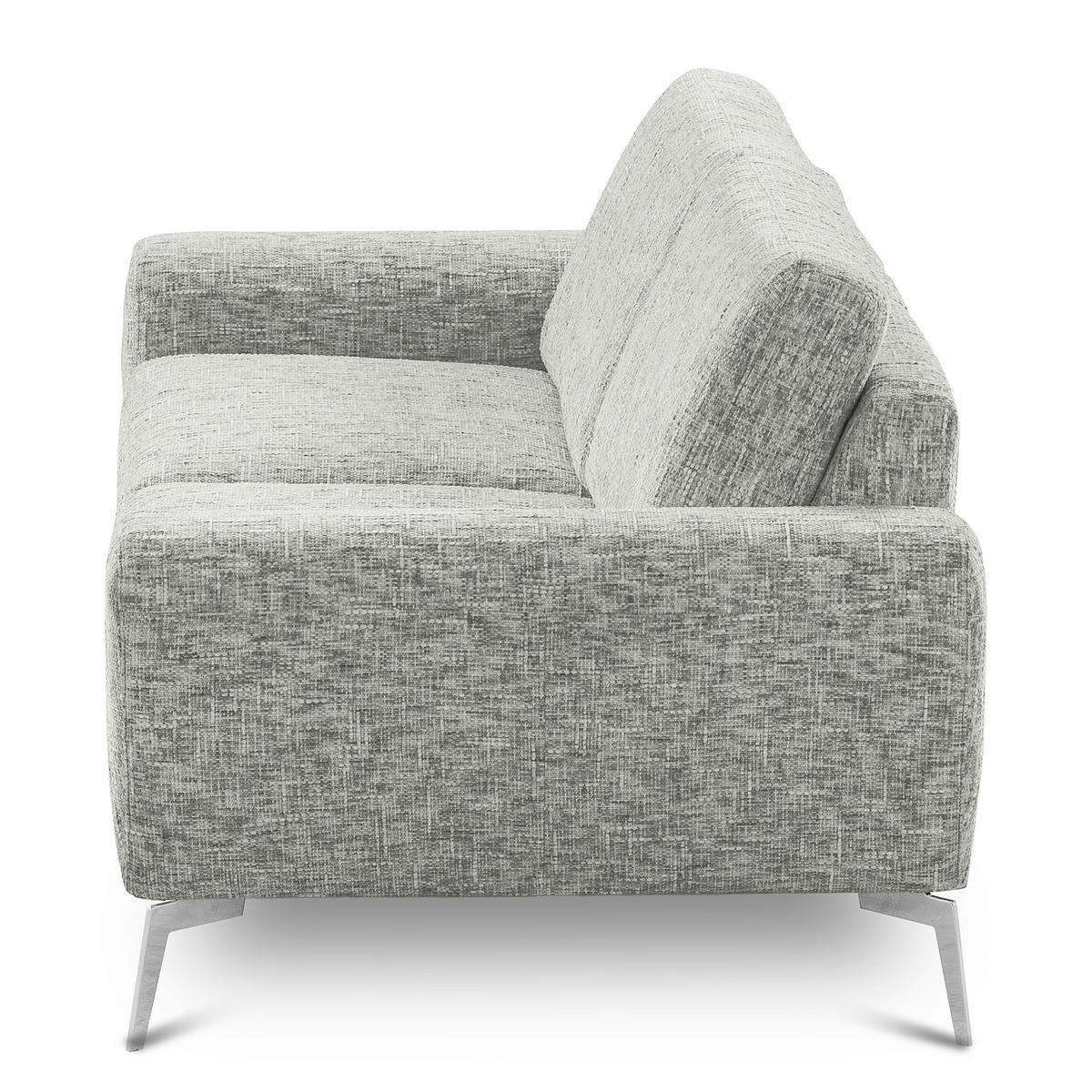 3-SITZER-SOFA Webstoff Grau  - Chromfarben/Grau, Design, Textil/Metall (187/85/92cm) - Livetastic