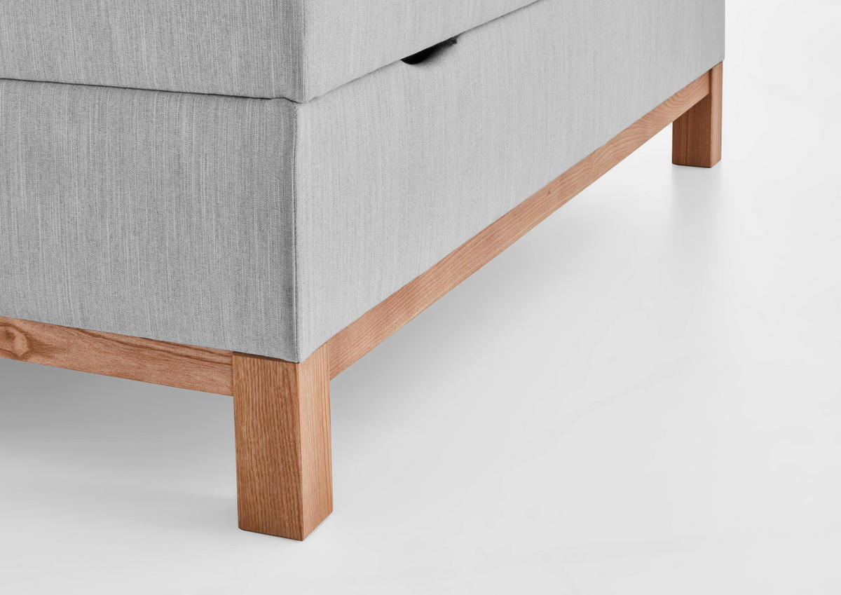 BOXBETT 120/200 cm,  in Hellgrau, Topper, H3 = fest  - Eichefarben/Hellgrau, MODERN, Textil (120/200cm) - Livetastic