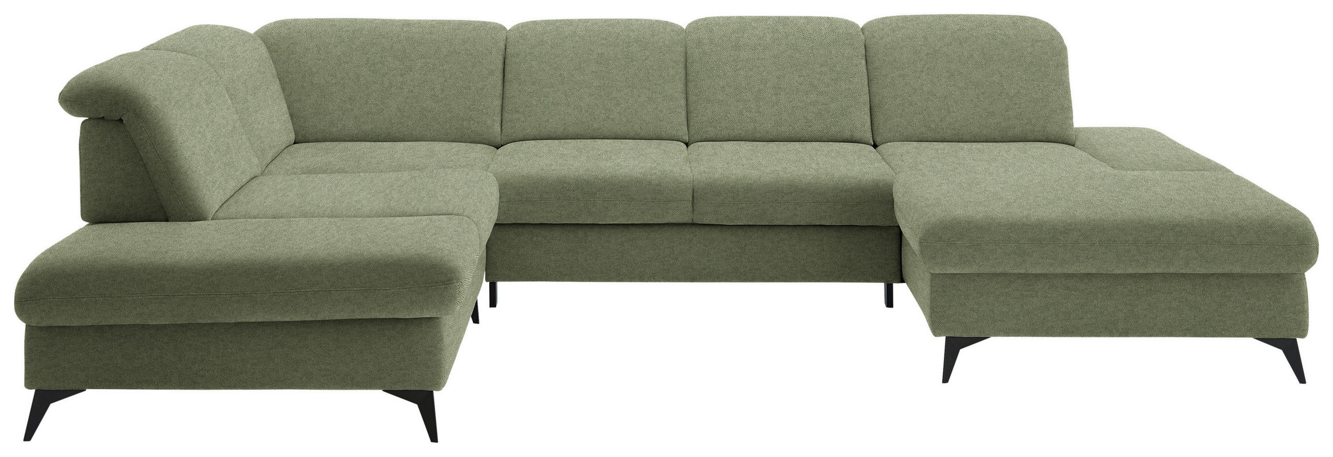 WOHNLANDSCHAFT Chenille Olivgrün  - Schwarz/Olivgrün, Design, Textil/Metall (255/364/198cm) - Beldomo Style