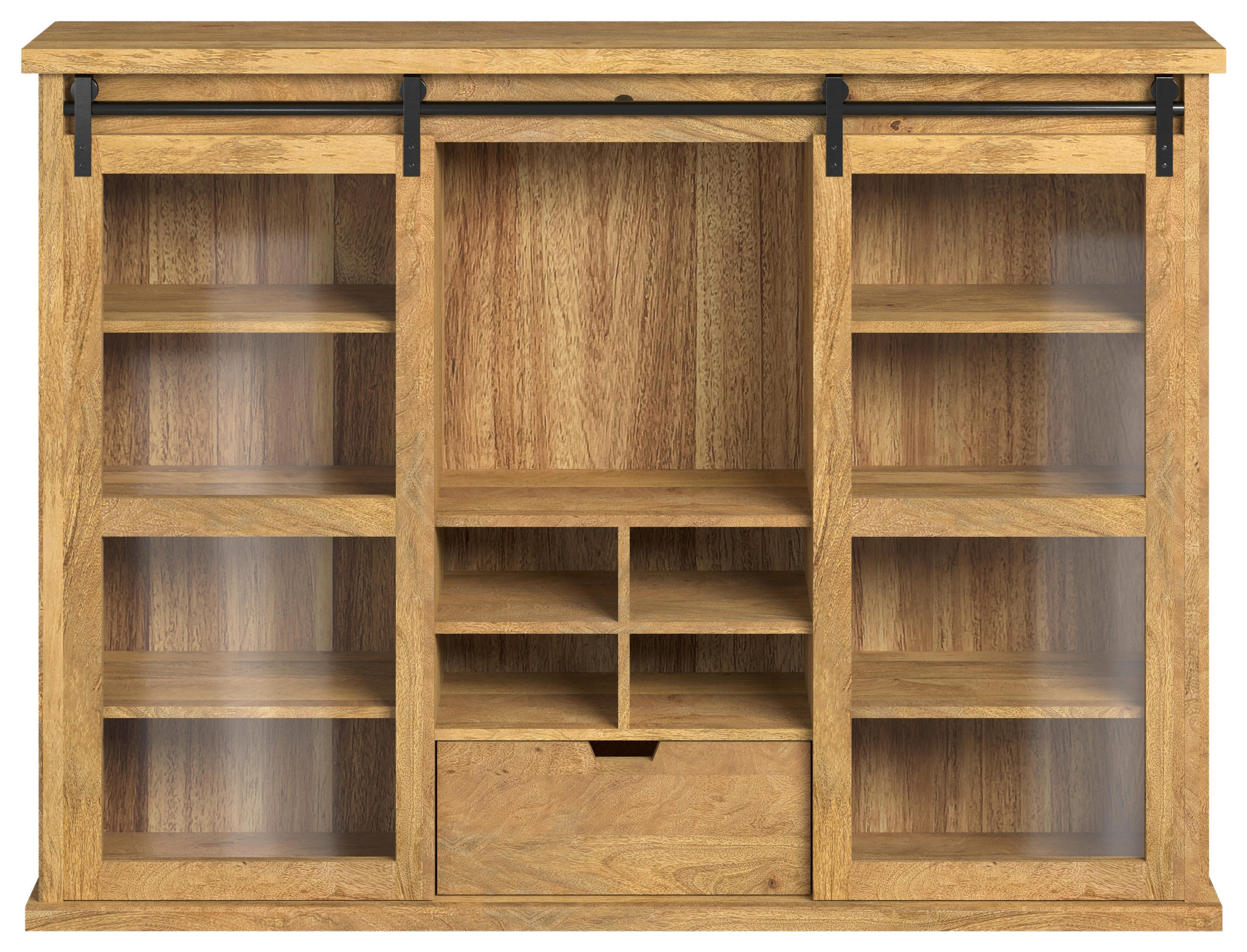 BUFFET 158/201/45 cm   - Honig, Konventionell, Glas/Holz (158/201/45cm) - MID.YOU