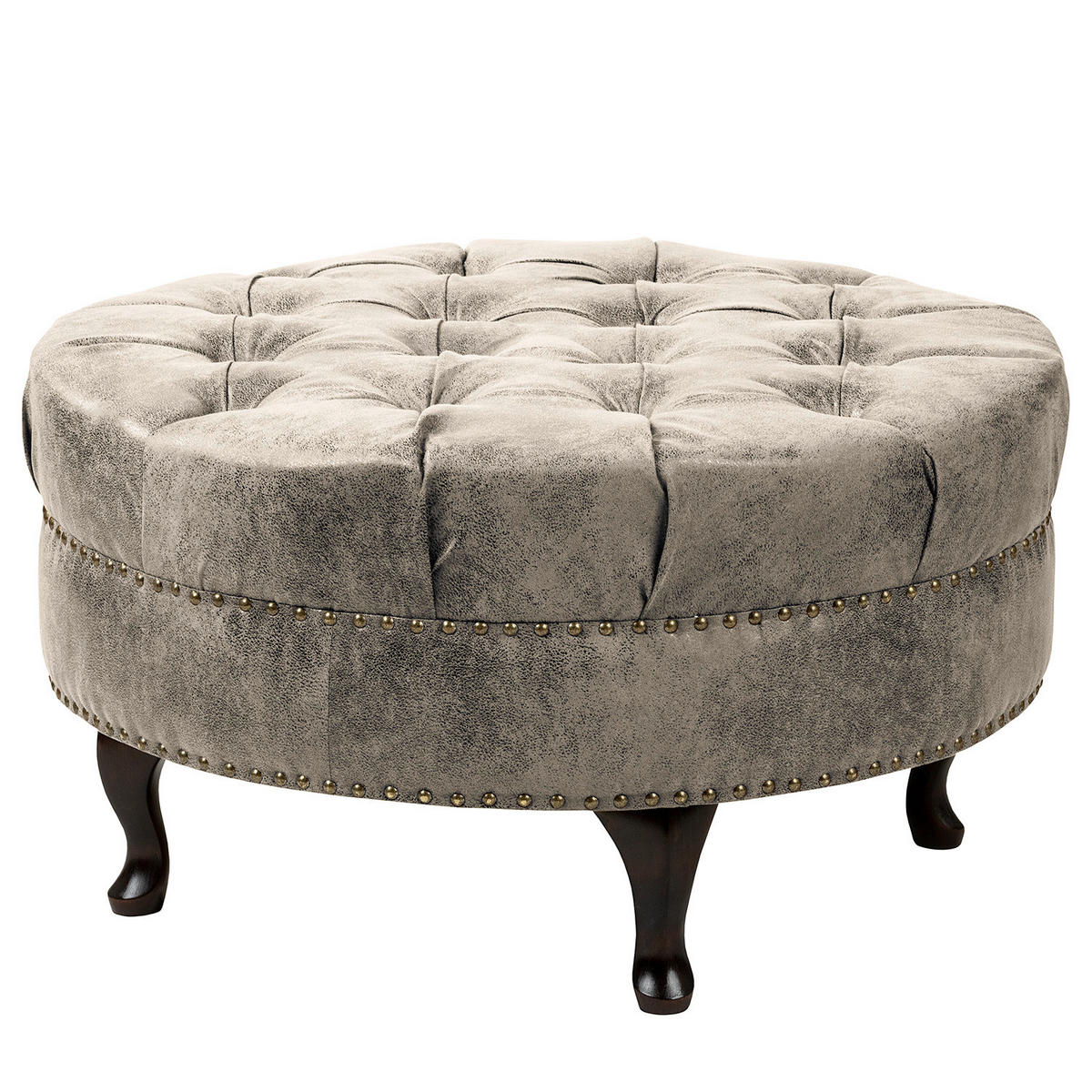 HOCKER Textil Hellgrau  - Hellgrau/Braun, Design, Holz/Textil (80/45/80cm) - Livetastic