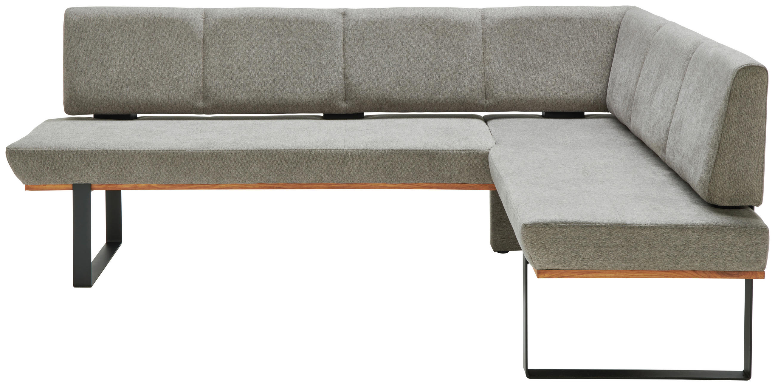 ECKBANK 225/175 cm Webstoff Grau Eiche vollmassiv   - Schwarz/Grau, MODERN, Holz/Textil (225/175cm) - Livetastic