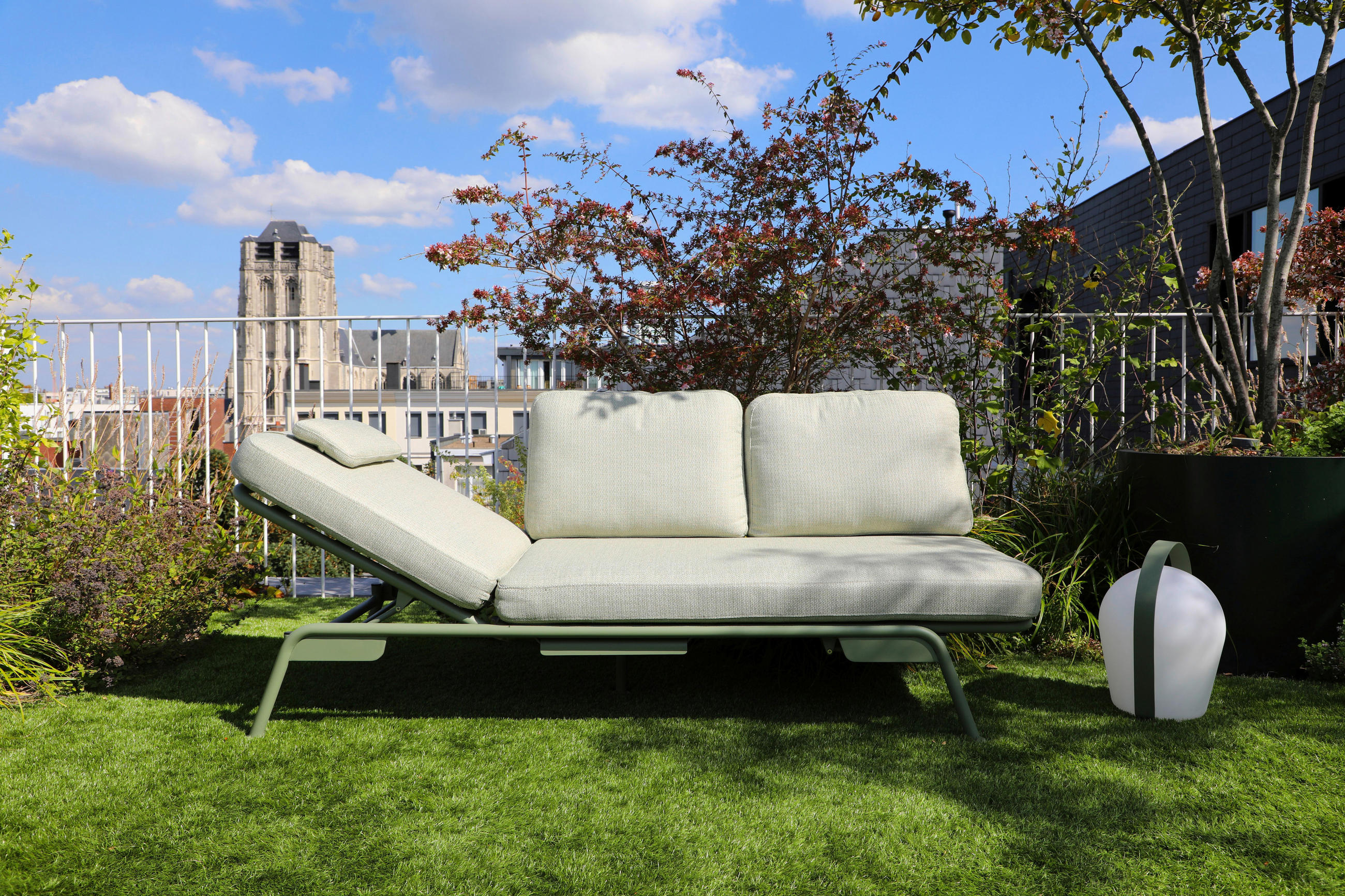 GARTENBANK 198/78/81 cm  Aluminium  - Salbeigrün/Hellgrau, Design, Textil/Metall (198/78/81cm) - Zebra 