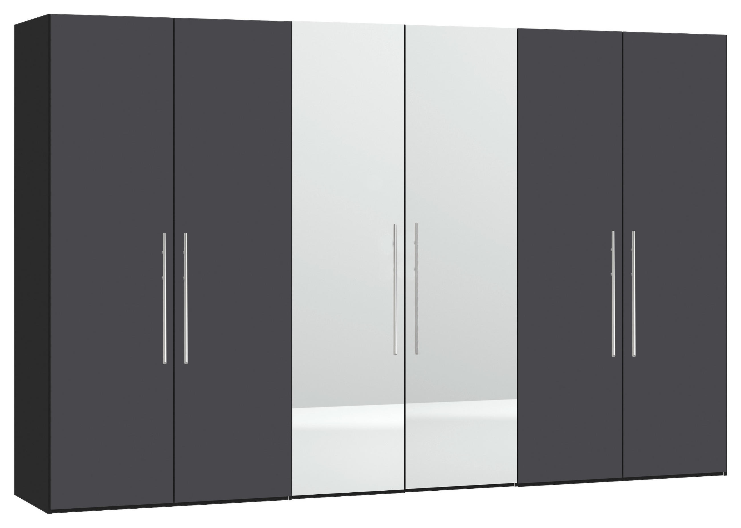 DREHTÜRENSCHRANK  in Anthrazit, Schwarz  - Edelstahlfarben/Anthrazit, Design, Glas/Holzwerkstoff (303/195/59cm) - Carryhome