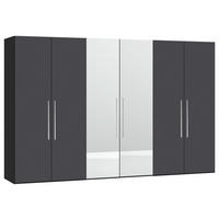 DREHTÜRENSCHRANK  in Anthrazit, Schwarz  - Edelstahlfarben/Anthrazit, Design, Glas/Holzwerkstoff (303/195/59cm) - Carryhome